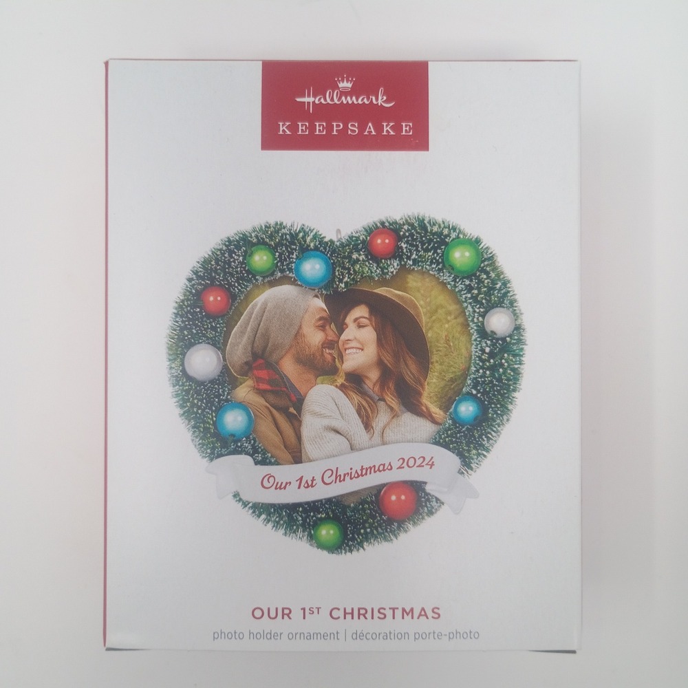 Hallmark Keepsake 2024 Our 1st Christmas Photo Holder Ornament Heart Wreath P2